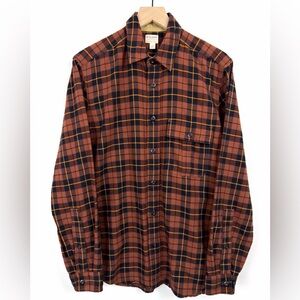 Filson Men's Plaid Flannel Shirt Copper Black Size S
